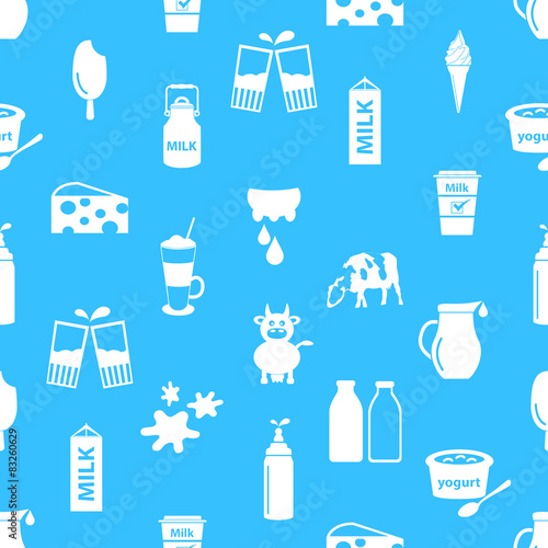 milk and milk product theme icons seamless pattern eps10