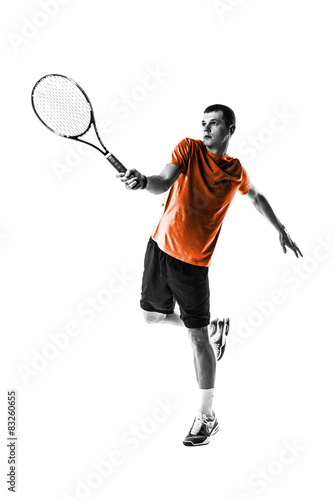 Tennis player isolated. Studio shot