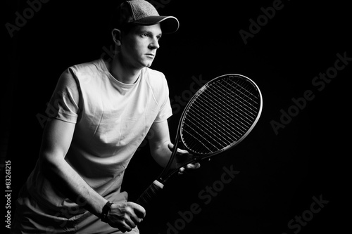 Tennis player on black background. Studio shot © fotofabrika