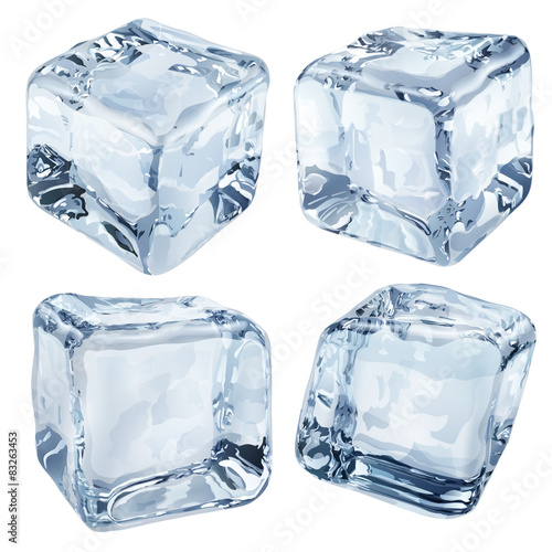 Opaque light blue ice cubes