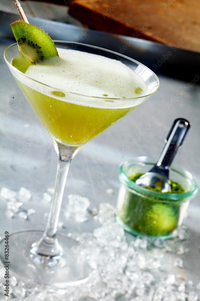 Exotic cocktail flavored with matcha Exotic cocktail flavored with matcha