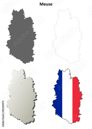 Tableau sur toile Meuse (Lorraine) outline map set