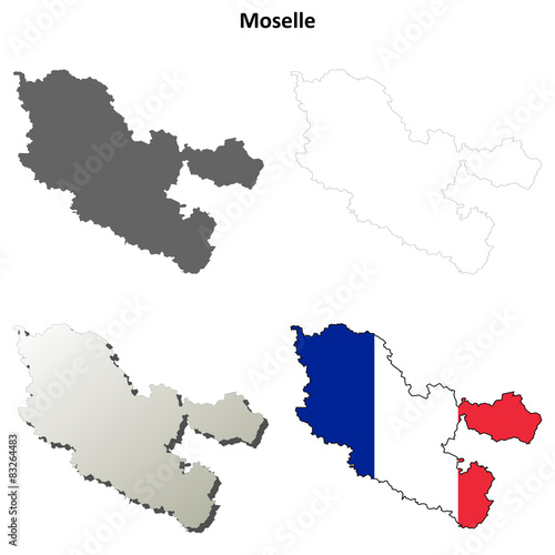 Moselle  Lorraine  outline map set
