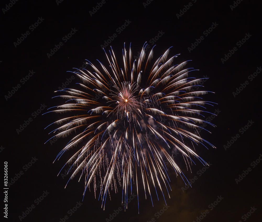 Evening fireworks in sky in honor of celebration of Victory Day Evening fireworks in sky in honor of celebration of Victory Day
