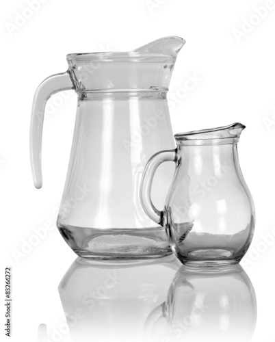 Empty glass pitchers