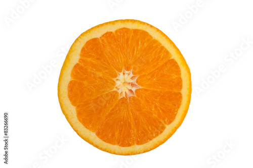 Half orange on isolated white background