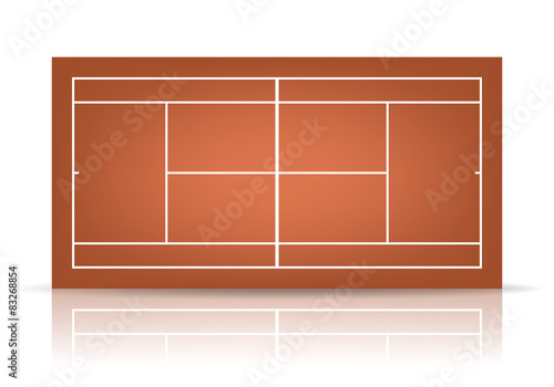 Vector brown tennis court with reflection