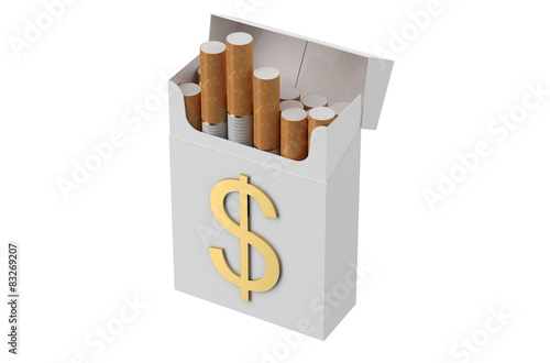 Cigarettes pack with sign dollar photo