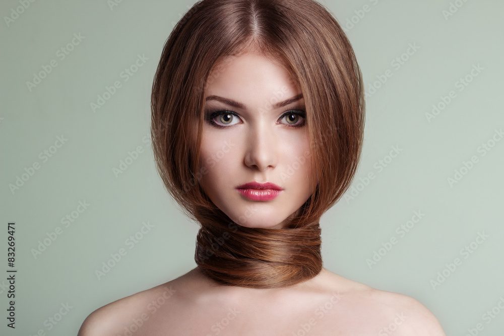 girl with clean skin with red hair on neck and bare shoulders girl with clean skin with red hair on neck and bare shoulders