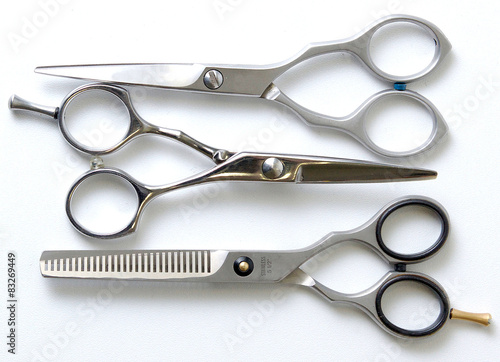 professional barber scissors on white