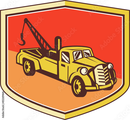 Vintage Tow Truck Wrecker Shield Retro