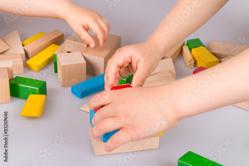 Colorful wooden building blocks 