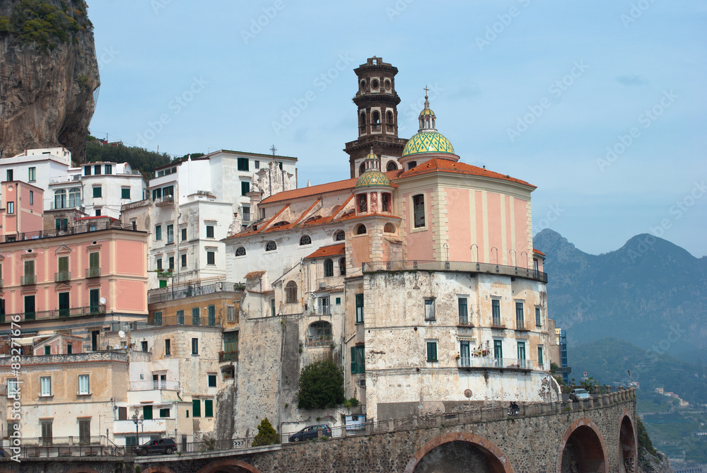 View Atrani village from Amalfi peninsula Italy