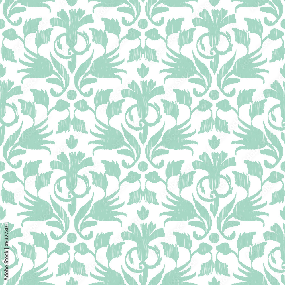 Vector abstract green ikat seamless pattern background