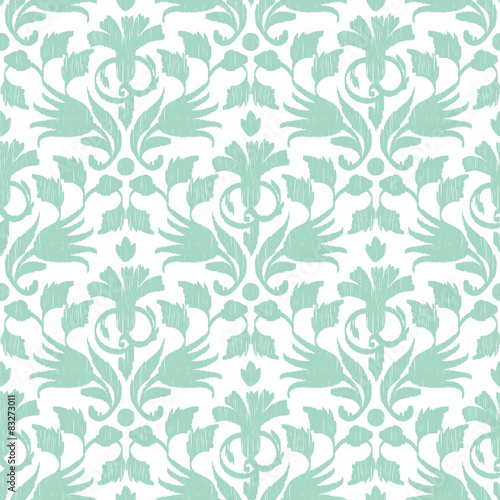 Vector abstract green ikat seamless pattern background