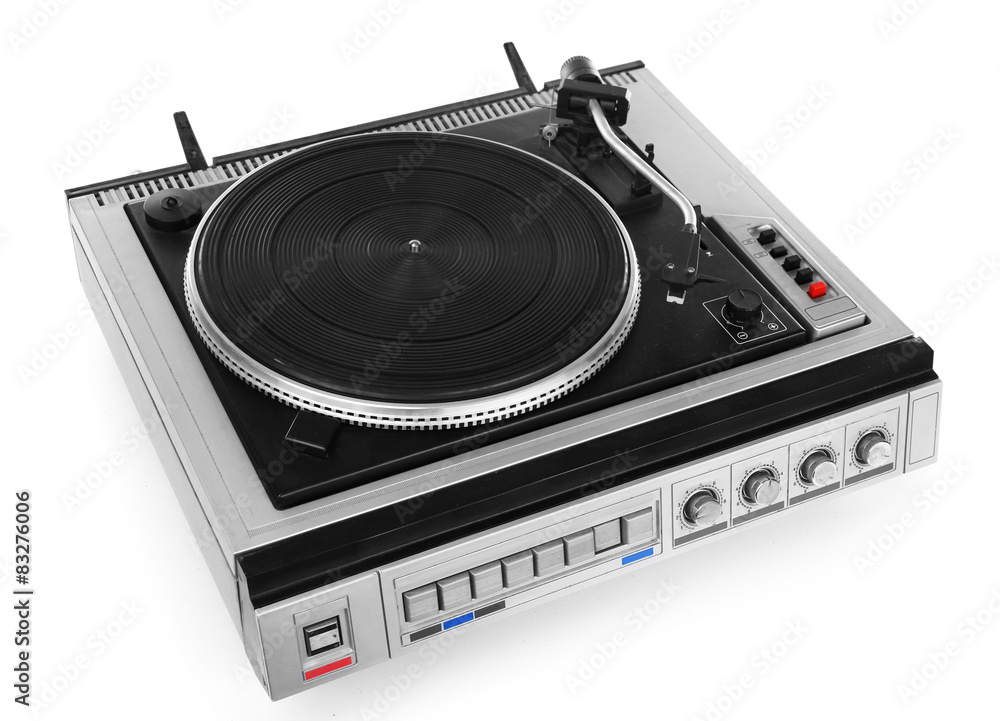 Obraz premium Vintage turntable vinyl record player isolated on white