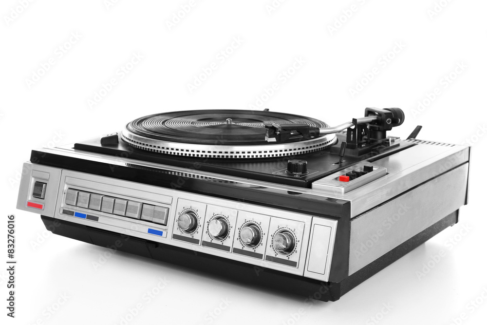 Obraz premium Vintage turntable vinyl record player isolated on white