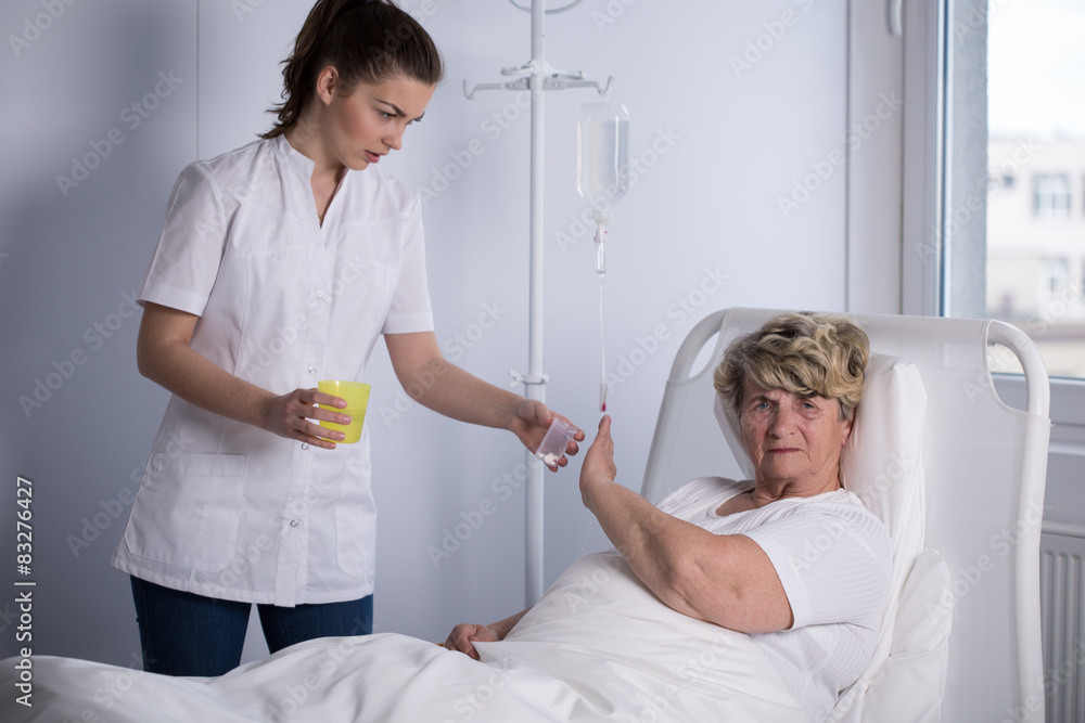 Obraz premium Refusing to take a medicine