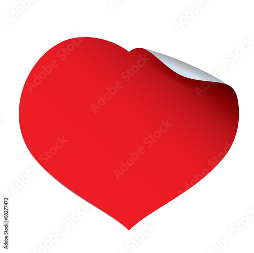 Red vector heart and sticker