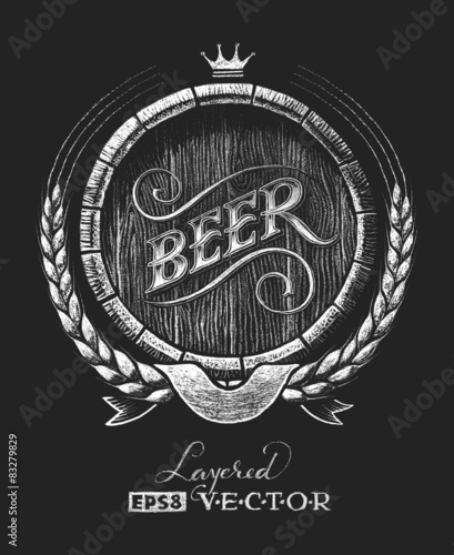Barrel of beer on chalkboard