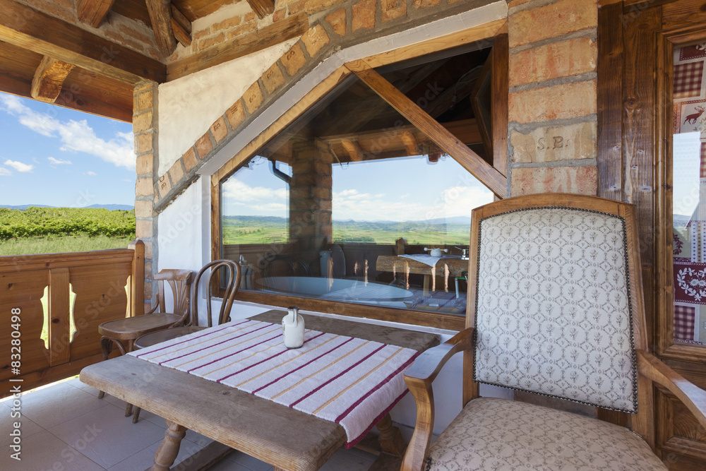Fototapeta premium Wooden house terrace view