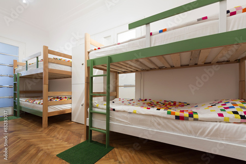 Photography Bunk beds in a hostel room