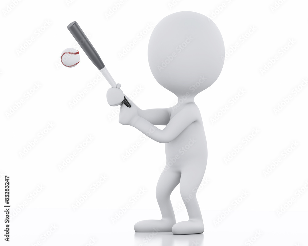 3d white people baseball player with a bat 3d white people baseball player with a bat