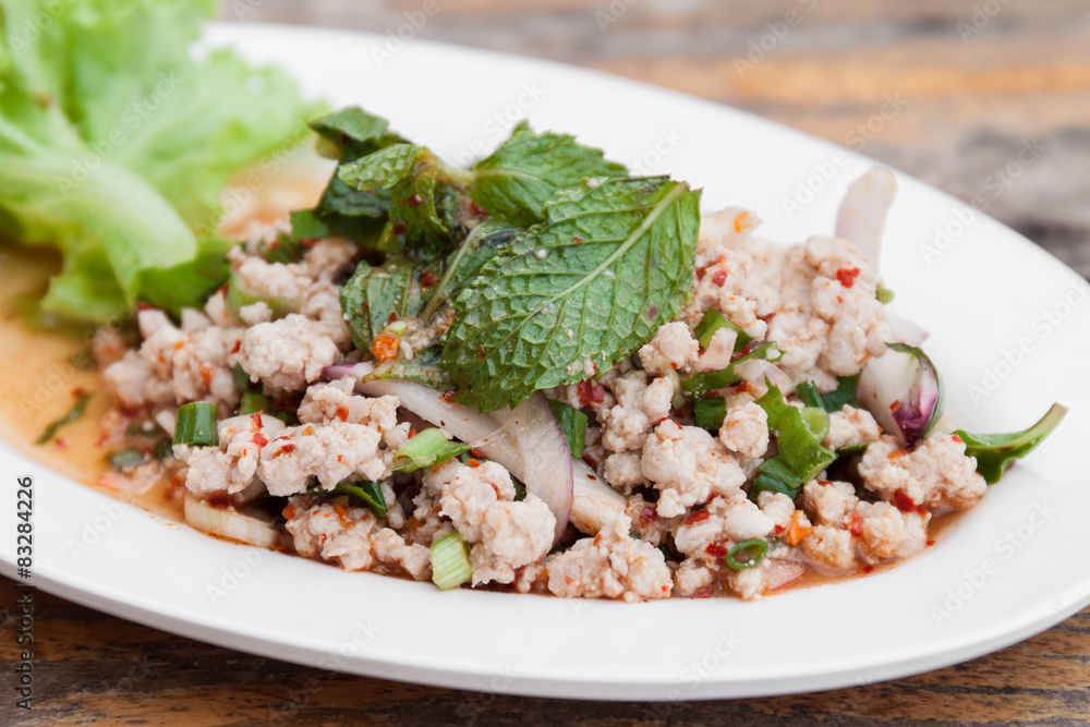 Spicy minced meat salad,Thai food