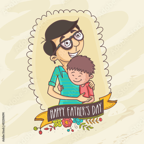 Cute son with his dad for Happy Father's Day.