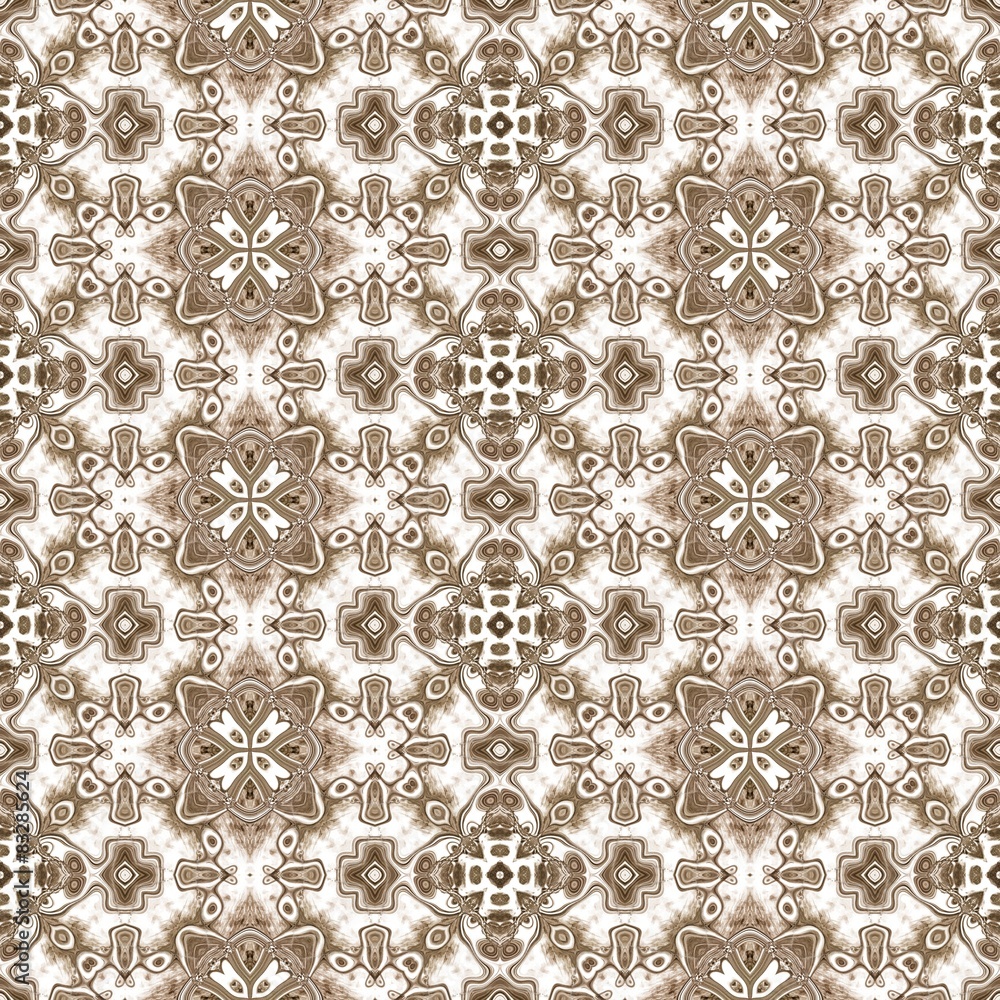 Seamless kaleidoscope texture or pattern in brown 3