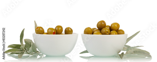 Bowl with olives isolated