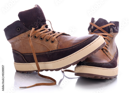 Comfortable and warm shoes on a white background