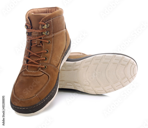 Hiking boots on white background 
