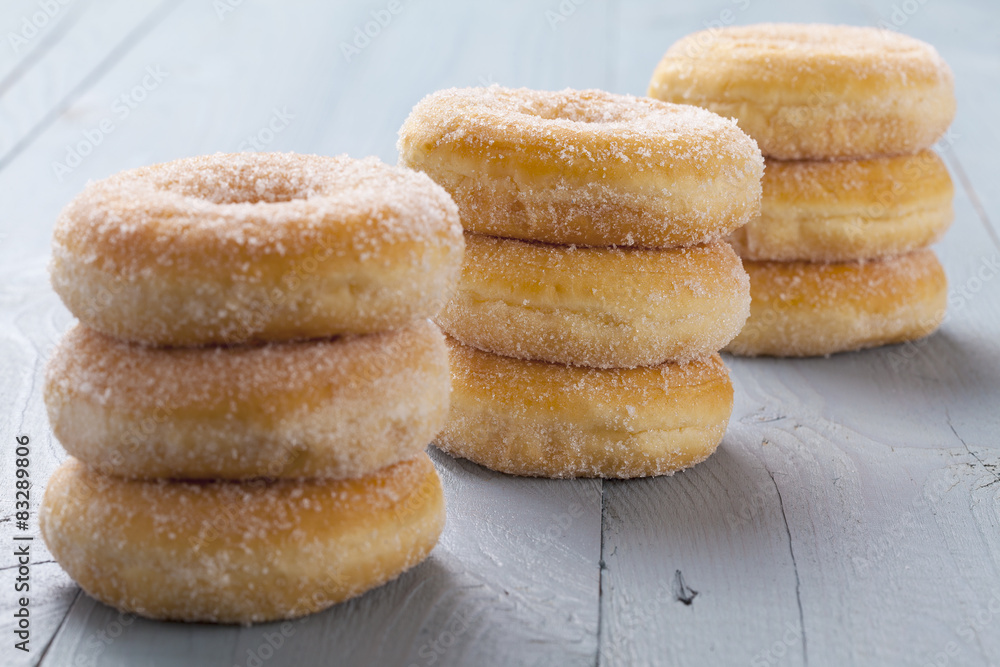 Fresh donut on blue table Fresh donut on blue table