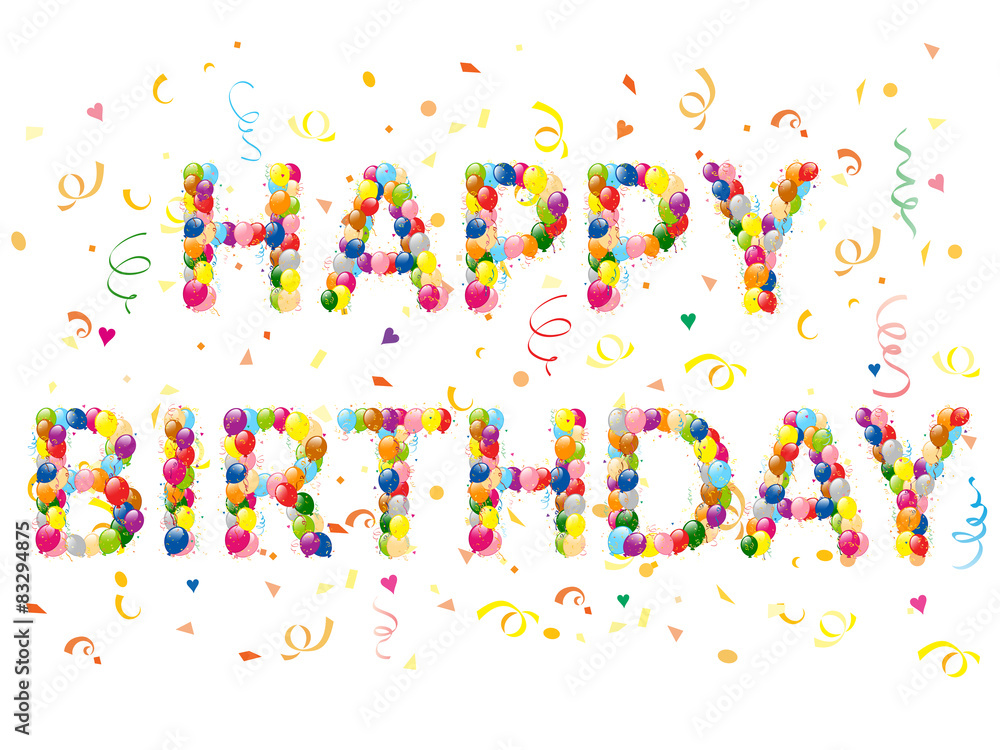 Decorative balloons Happy Birthday text Decorative balloons Happy Birthday text