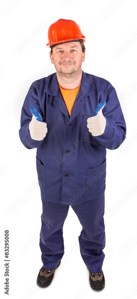 Worker in great mood. Worker in great mood.