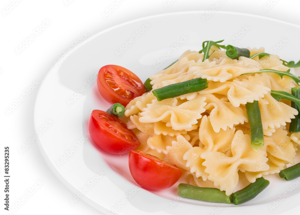 Italian pasta with basil and peas. Italian pasta with basil and peas.