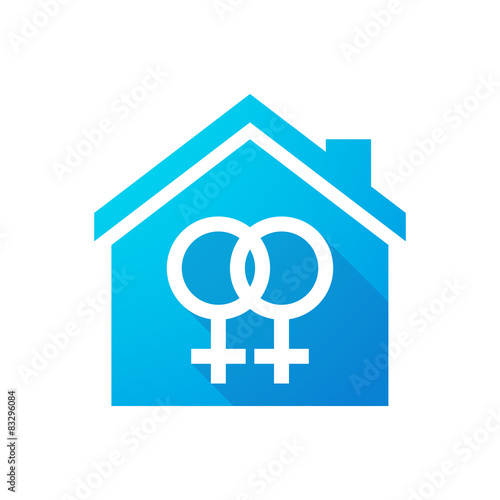 Blue house icon with a gay sign