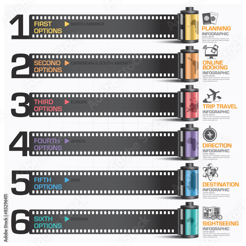 Travel And Journey Business Infographic With Continent Film Diag