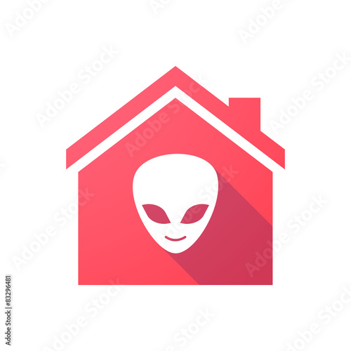 Red house icon with an alien face