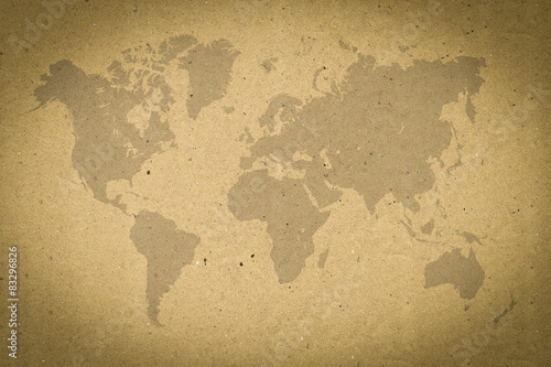 Fototapeta Naklejka Na Ścianę i Meble -  world map on brown paper