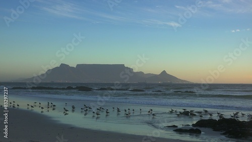 Bloubergstrand at the sunset (view to Cape Town)