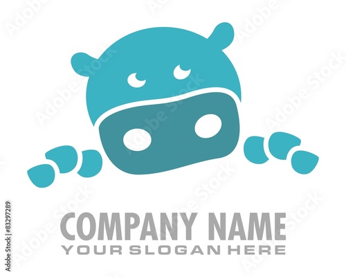 blue hippopotamus logo image vector