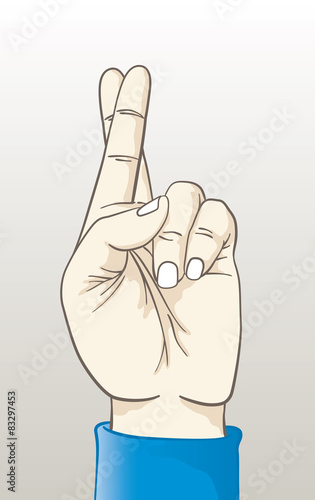 Vector illustration of a hand with fingers crossed