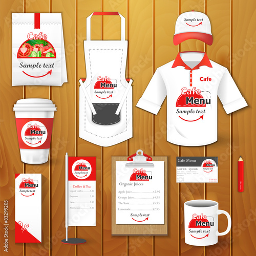 Set of restaurant corporate identity, uniform