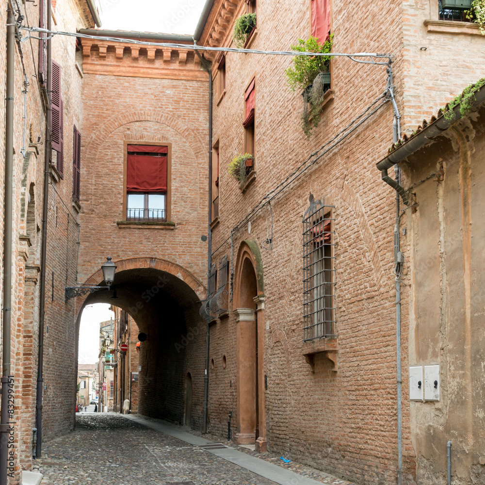 Beautiful architecture in the downtown of Ferrara