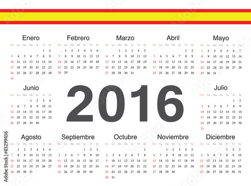 Vector Spanish circle calendar 2016