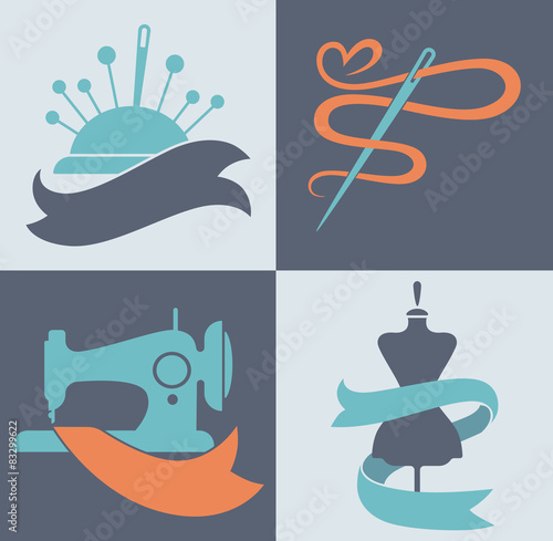 be a tailor, hand made fashion, vector collection of symbols and
