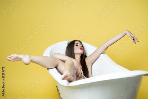 Passionate undressed girl in bathroom