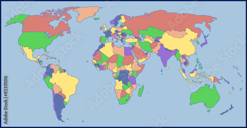 Fototapeta Naklejka Na Ścianę i Meble -  Color Blank World Map